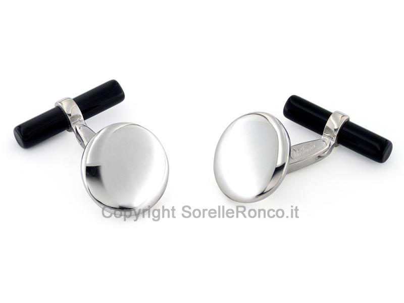 GEMELLI ROTONDI IN ARGENTO E ONICE
