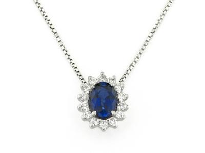 Collana con Diamante e Zaffiro 0.55 Ct