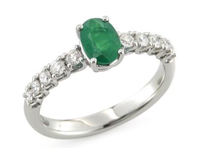 Anello con Diamanti e Smeraldo 0.67 Ct