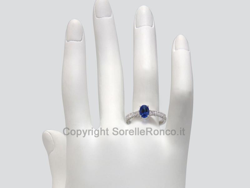 ANELLO ORO DIAMANTI E ZAFFIRO 1.12 CT