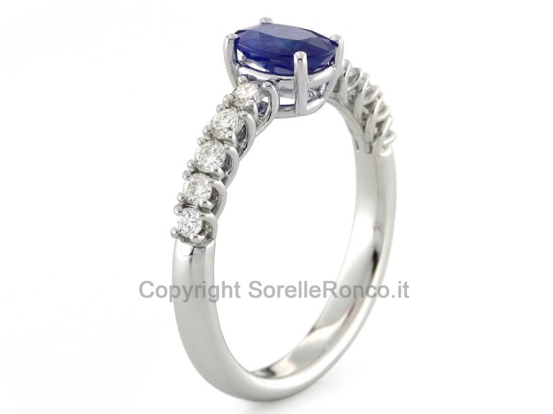 ANELLO ORO DIAMANTI E ZAFFIRO 1.12 CT