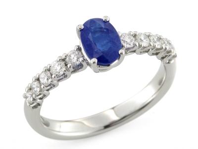 Anello Oro Diamanti e Zaffiro 1.12 Ct