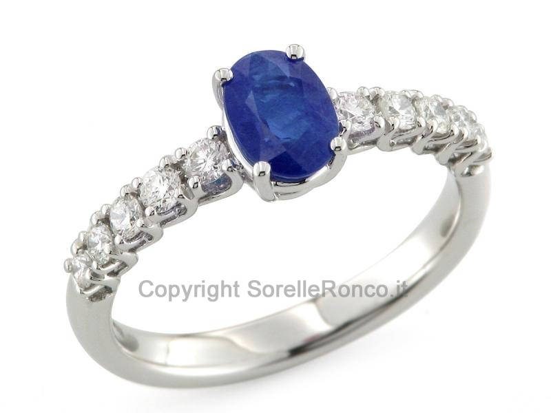 ANELLO ORO DIAMANTI E ZAFFIRO 1.12 CT