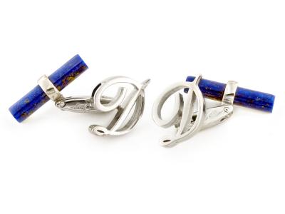 Gemelli Lapislazzuli Lettera D Oro Bianco 9 Kt