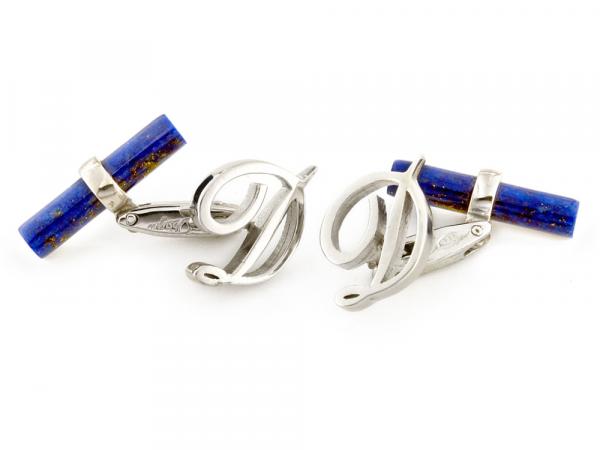 CF02221 - Gemelli Lapislazzuli Lettera D Oro Bianco 9 Kt