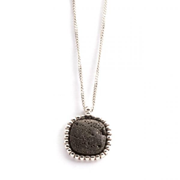 CF02246 - Collana Nelson Bastille Argento Pietra Lavica