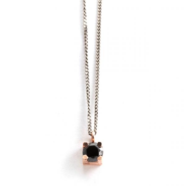 CF02247 - Collana Nelson Solitario Argento Dorato Zircone