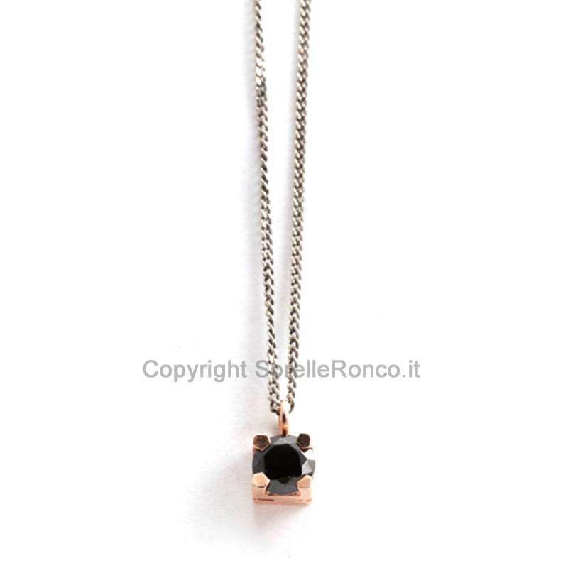 COLLANA NELSON SOLITARIO ARGENTO DORATO ZIRCONE