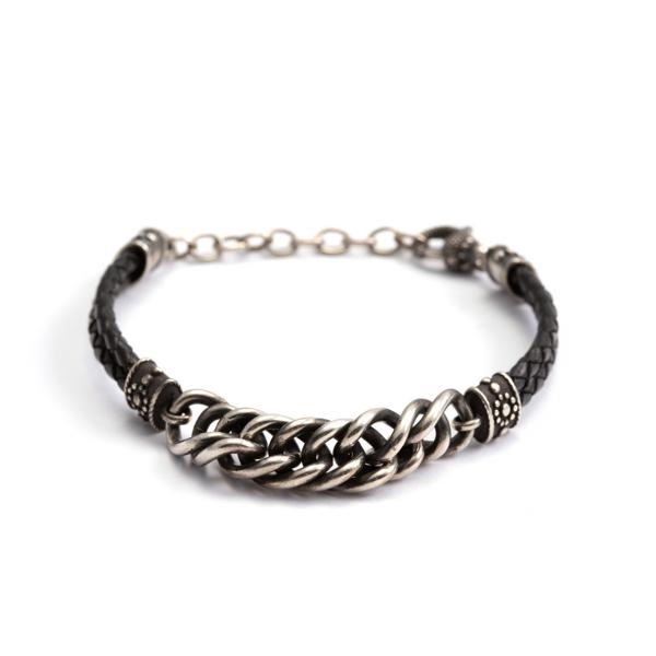 CF02262 - Bracciale Nelson Manhattan Argento Groumette Pelle