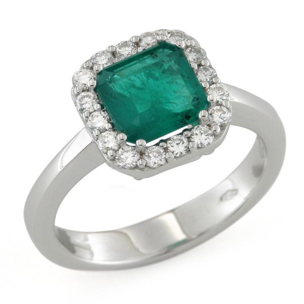 CF02279 - Anello con Diamanti e Smeraldo 1.25 Ct