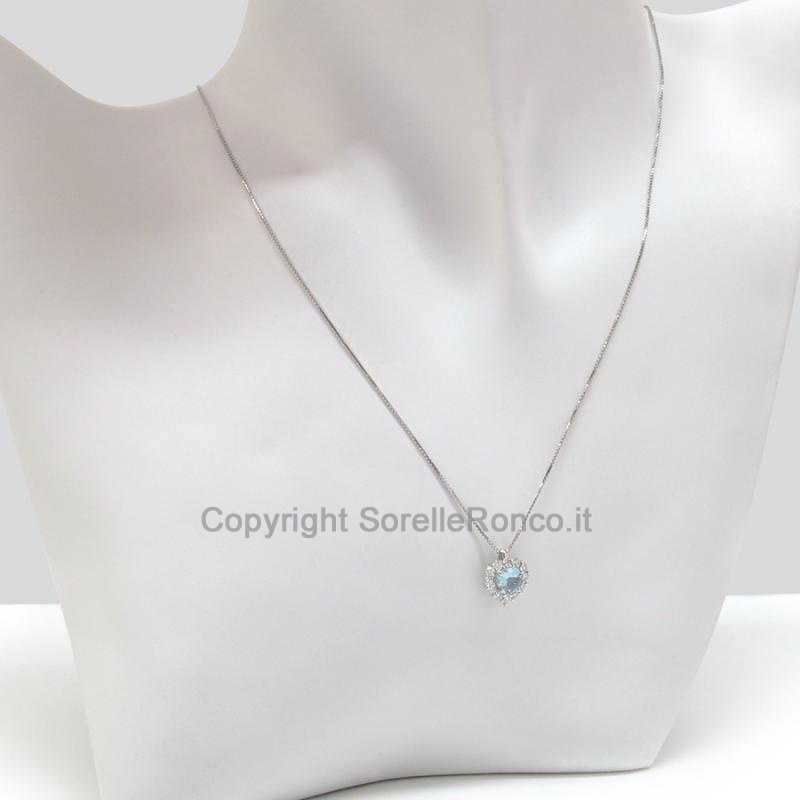 COLLANA CON PENDENTE ACQUAMARINA CUORE 