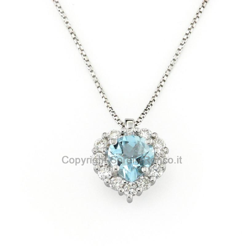 COLLANA CON PENDENTE ACQUAMARINA CUORE 