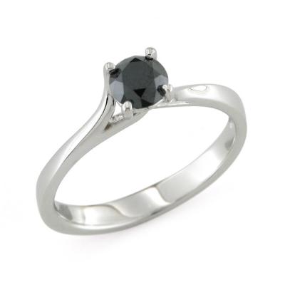 Solitario Oro Bianco 18Kt con Diamante Nero 0.63Ct