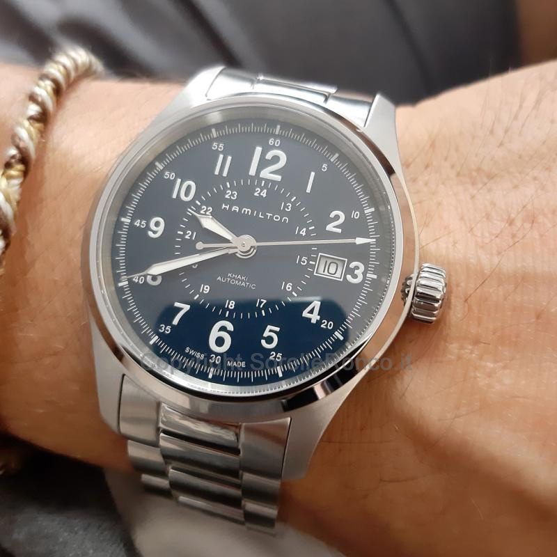 HAMILTON KHAKI FIELD BLU 40MM BRACCIALE ACCIAIO