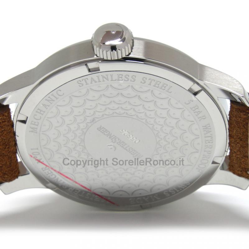 MEISTERSINGER CLASSIC N.1 43MM SILVER SUEDE COGNAC