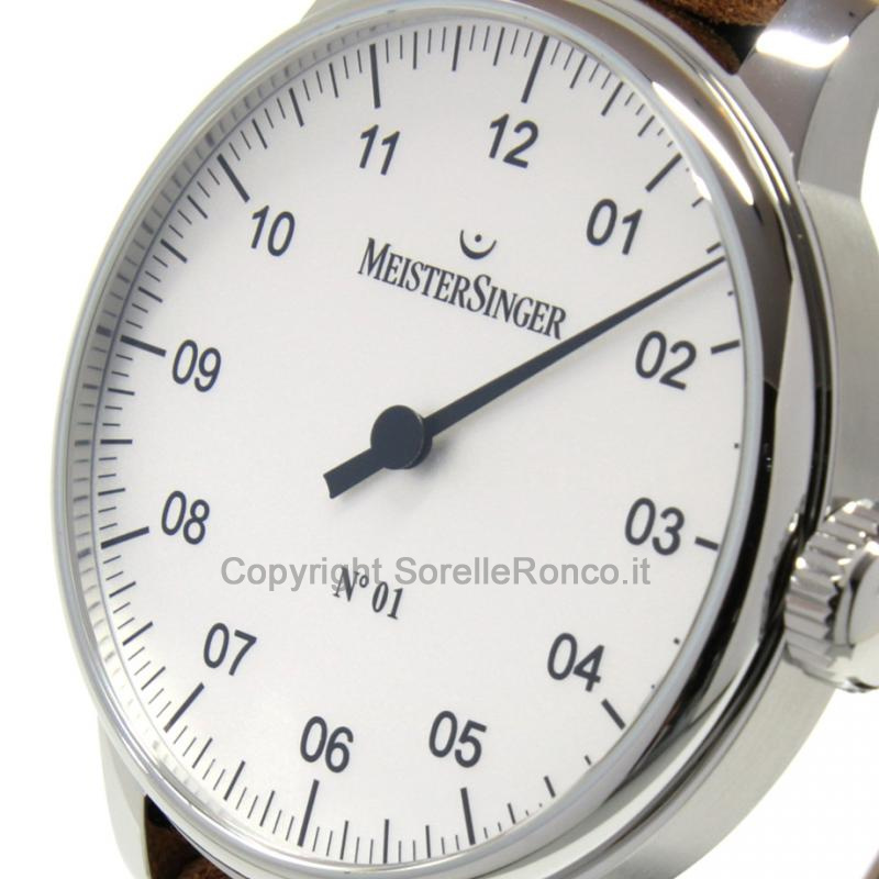 MEISTERSINGER CLASSIC N.1 43MM SILVER SUEDE COGNAC