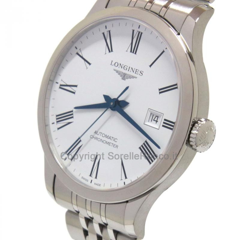 LONGINES RECORD BIANCO 40MM CHRONO ACCIAIO