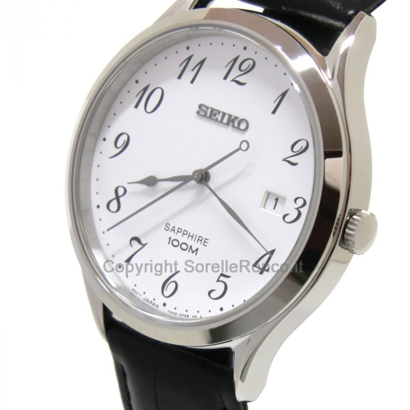 SEIKO CLASSIC BIANCO 40MM CINTURINO NERO PELLE