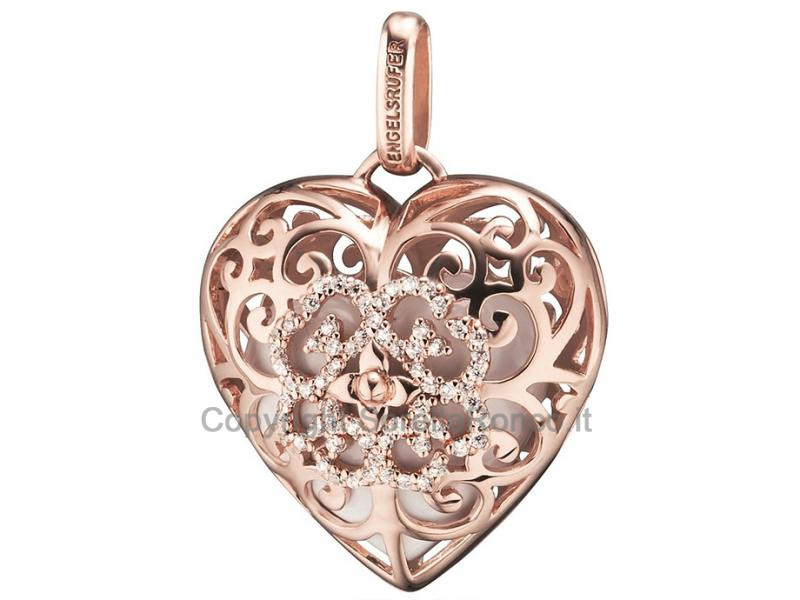 PENDENTE ENGELSRUFER CUORE ORO ROSA BIANCO