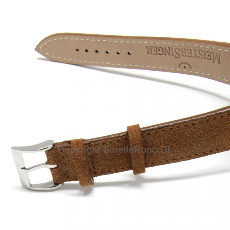 MEISTERSINGER CLASSIC N.1 43MM SILVER SUEDE COGNAC