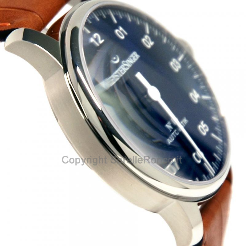 MEISTERSINGER CLASSIC N.3 43MM BLU PELLE COGNAC