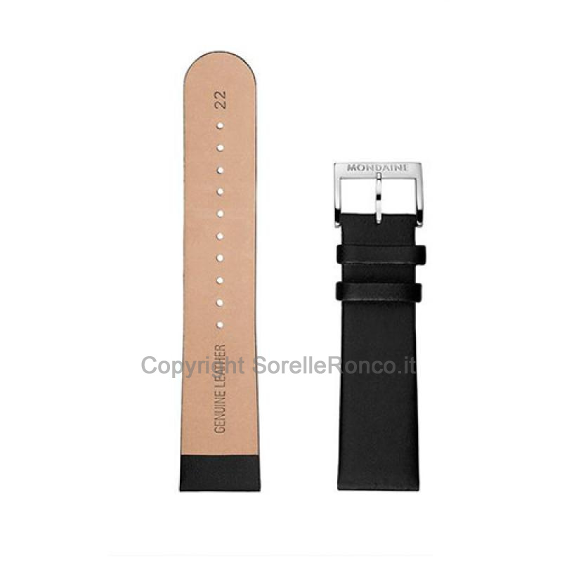 CINTURINO MONDAINE PELLE NERA LISCIA 22MM