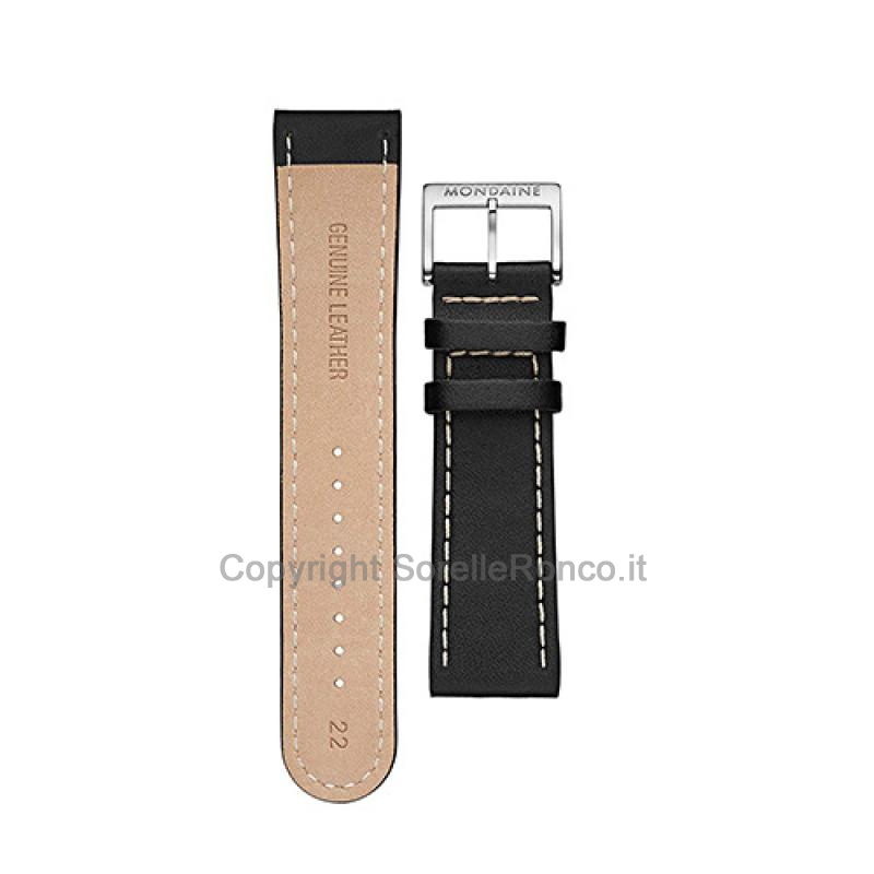 CINTURINO MONDAINE PELLE NERA IMPUNTURE 22MM