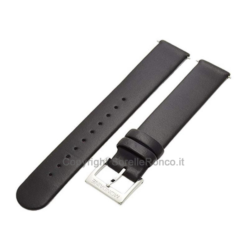 CINTURINO MONDAINE PELLE NERA LISCIA 16MM