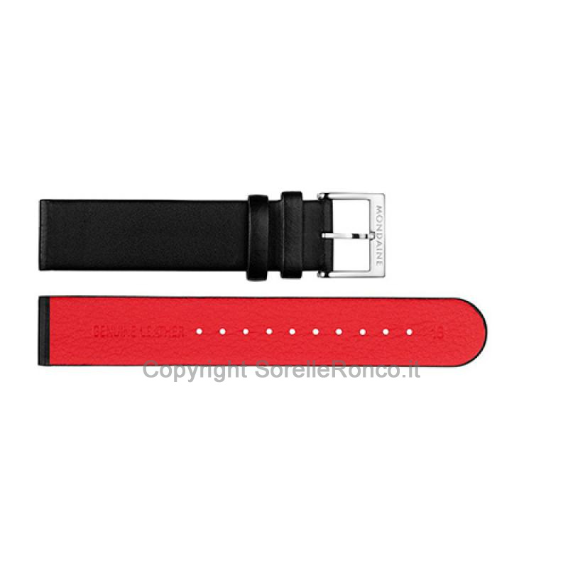 CINTURINO MONDAINE NERO INTERNO ROSSO 18MM