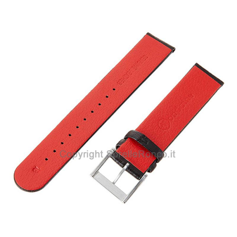 CINTURINO MONDAINE NERO INTERNO ROSSO 18MM