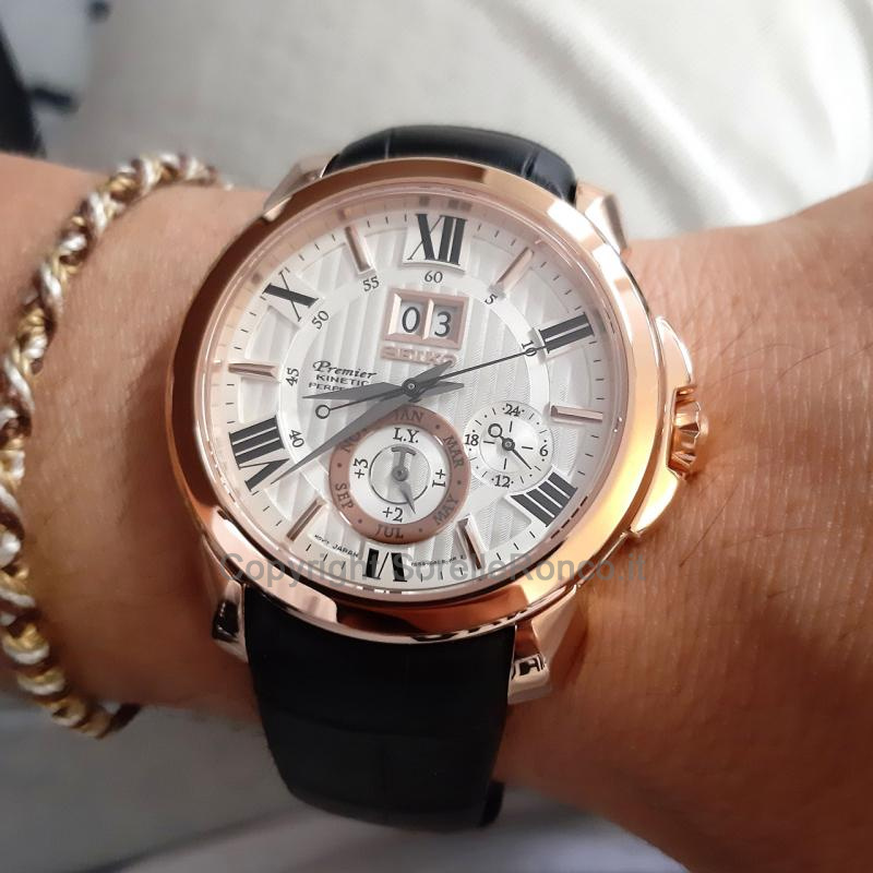 SEIKO PREMIER CINETICO SILVER 42.9MM CASSA ROSÈ