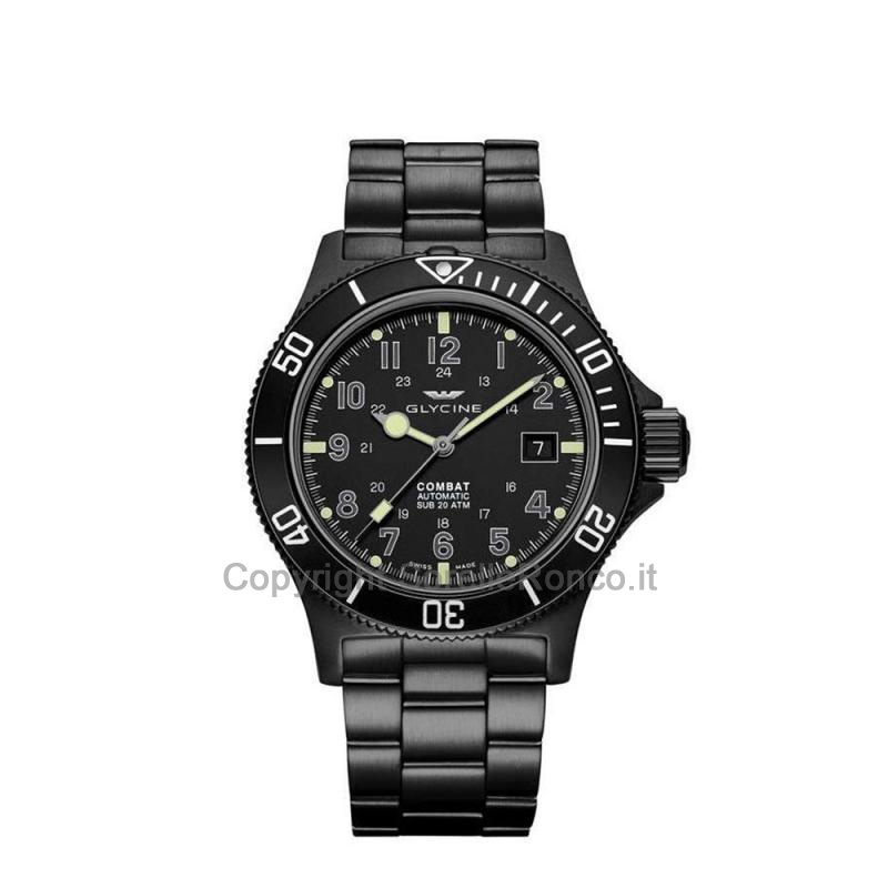GLYCINE COMBAT SUB AMBUSH NERO 42MM ACCIAIO