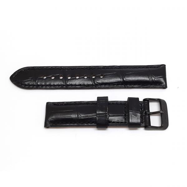 GL0162-165-PVD - Cinturino Glycine Pelle Nera Stampa Cocco 20mm