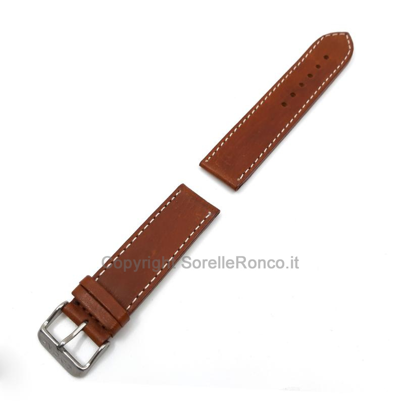CINTURINO GLYCINE PELLE MOGANO E BIANCA 22MM