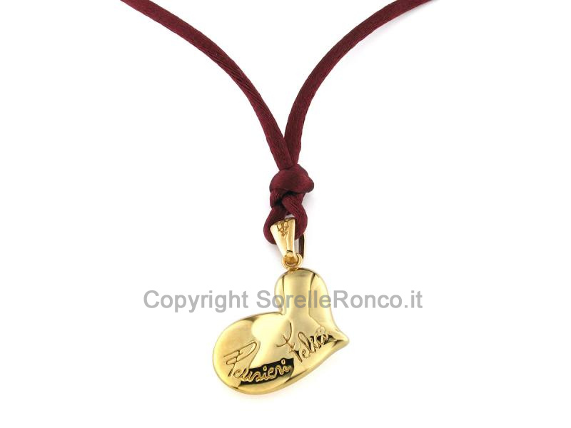 COLLANA PENSIERI FELICI CUORE ORO GIALLO 15KT