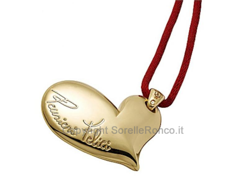 COLLANA PENSIERI FELICI CUORE ORO GIALLO DIAMANTE