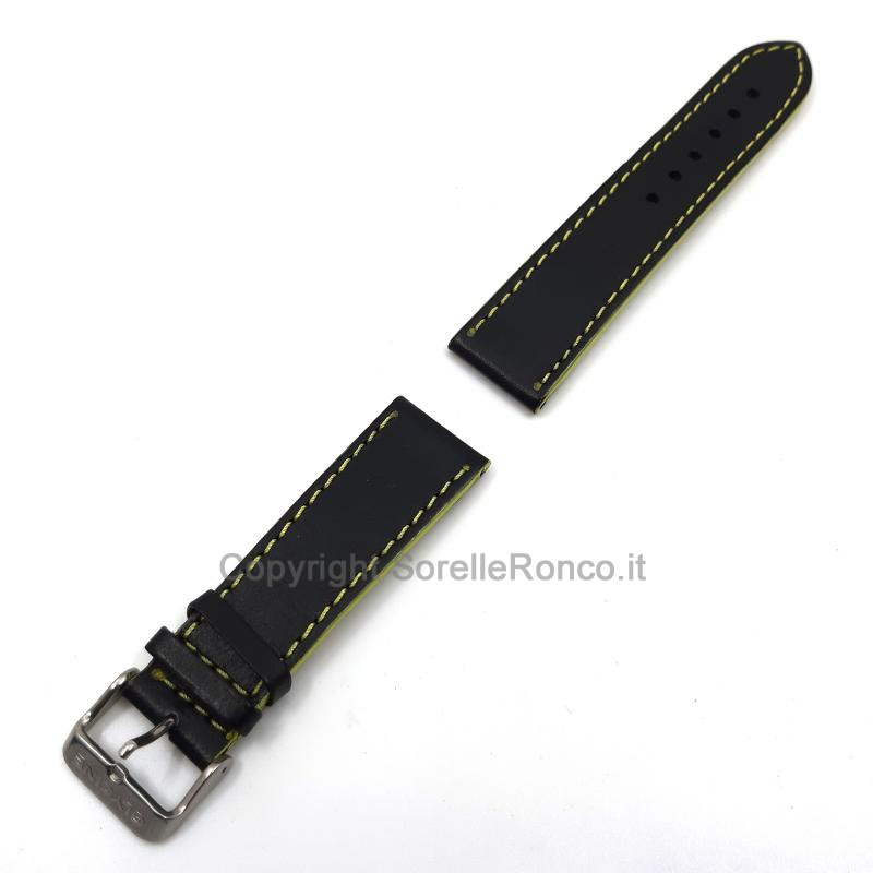 CINTURINO GLYCINE PELLE NERA IMPUNTURE GIALLE 22MM