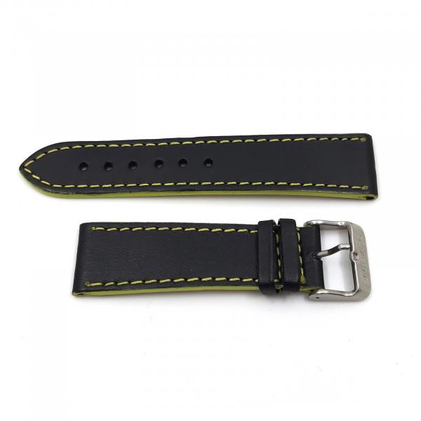 GLY-CIN-0001 - Cinturino Glycine Pelle Nera Impunture Gialle 22mm