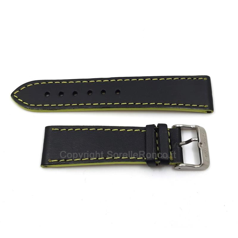 CINTURINO GLYCINE PELLE NERA IMPUNTURE GIALLE 22MM