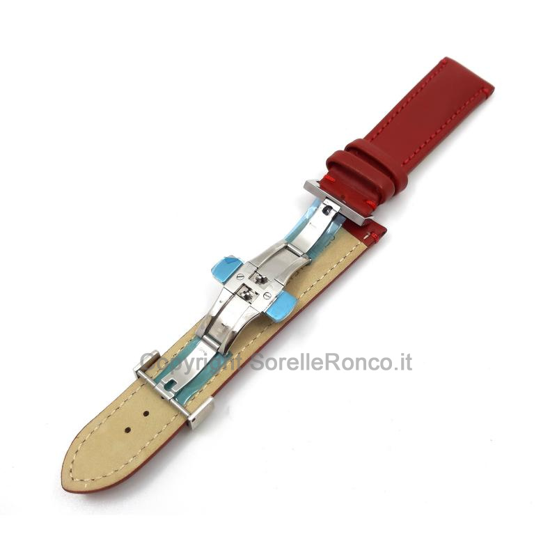 CINTURINO GLYCINE PELLE ROSSA DEPLOYANTE 22MM