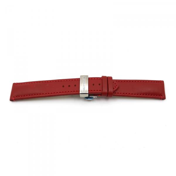 GLY-CIN-0005 - Cinturino Glycine Pelle Rossa Deployante 22mm