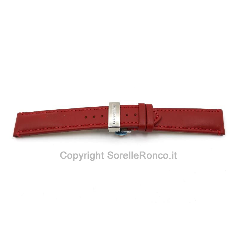 CINTURINO GLYCINE PELLE ROSSA DEPLOYANTE 22MM