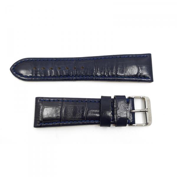 GLY-CIN-0007 - Cinturino Glycine Blu Pelle Stampa Cocco 24mm