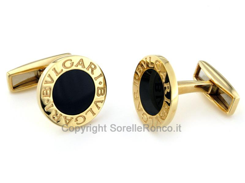 GEMELLI BULGARI ORO GIALLO E ONICE NERA