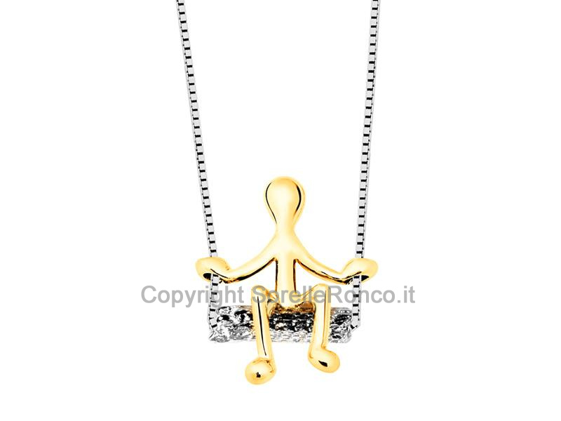 COLLANA PENSIERI FELICI ORO 18KT E ARGENTO
