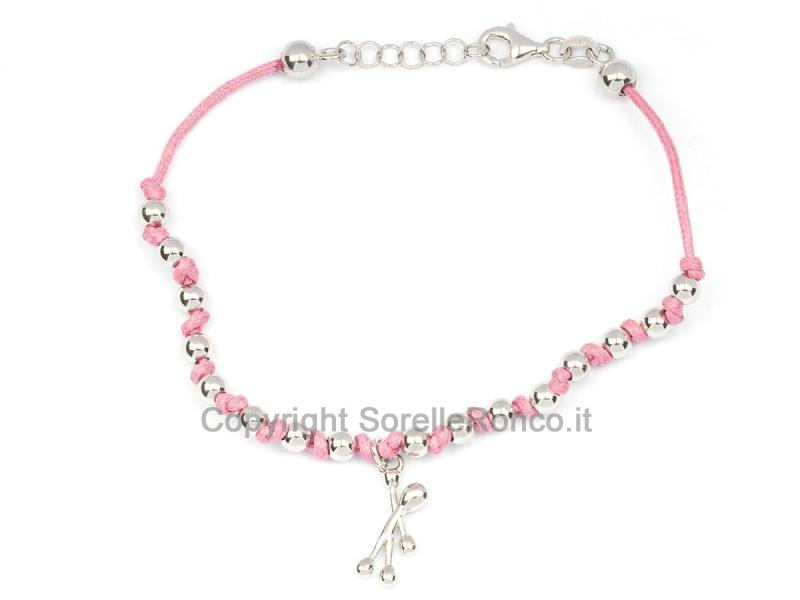 BRACCIALE PENSIERI FELICI COTONE FUCSIA