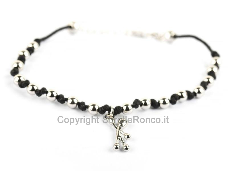 BRACCIALE PENSIERI FELICI COTONE NERO