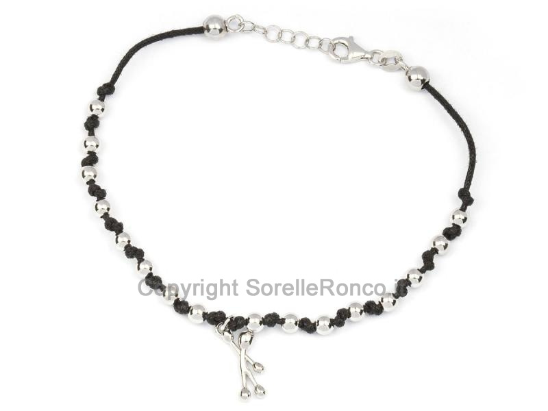 BRACCIALE PENSIERI FELICI COTONE NERO