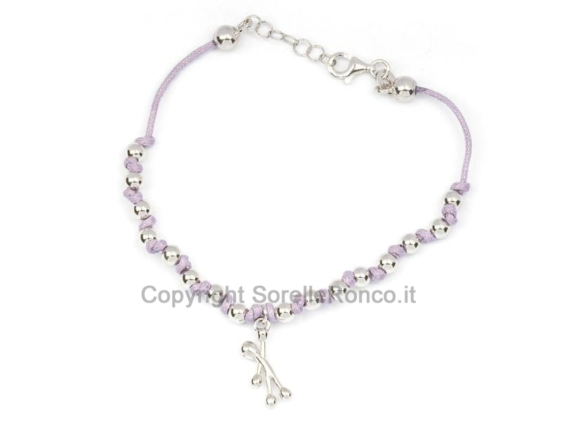 BRACCIALE PENSIERI FELICI COTONE VIOLA