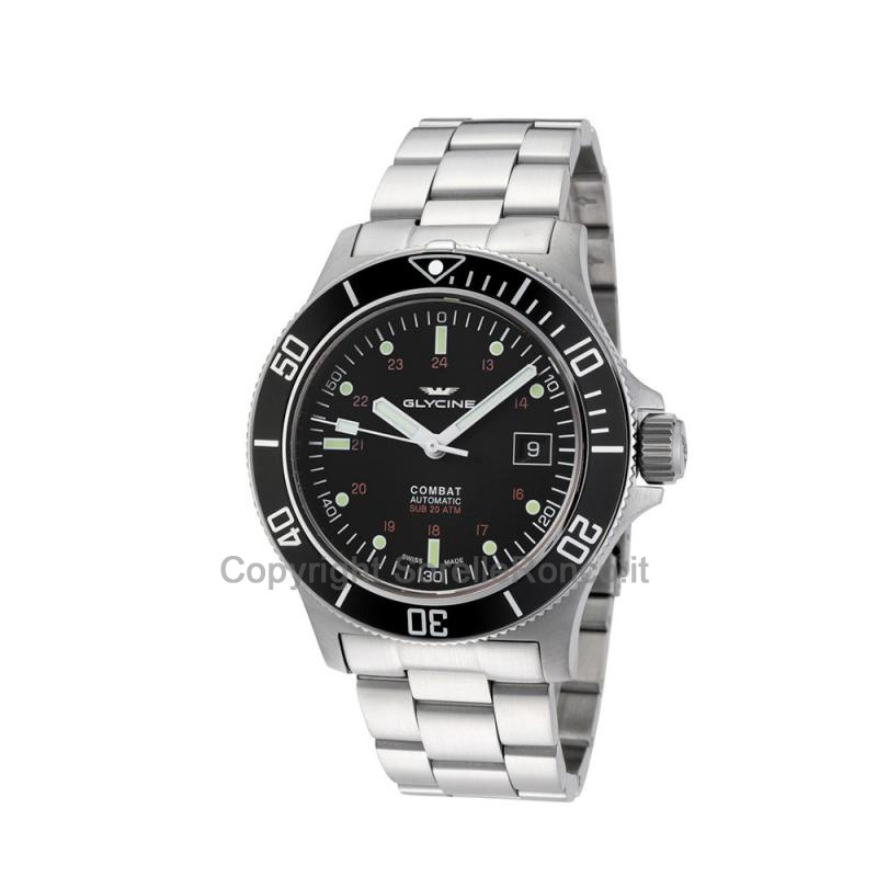 GLYCINE COMBAT SUB ACCIAIO NERO 42MM